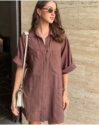 UNE PIECE - Short Sleeve Linen Mini Dress