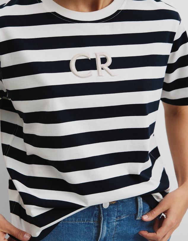 Country Road - Australian Cotton Stripe Cr Logo T-shirt