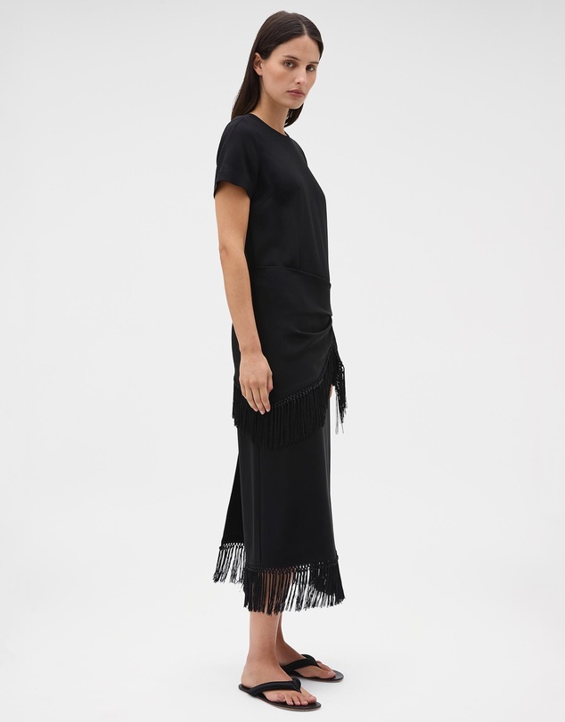 Oroton - Fringe Detail Crepe Dress