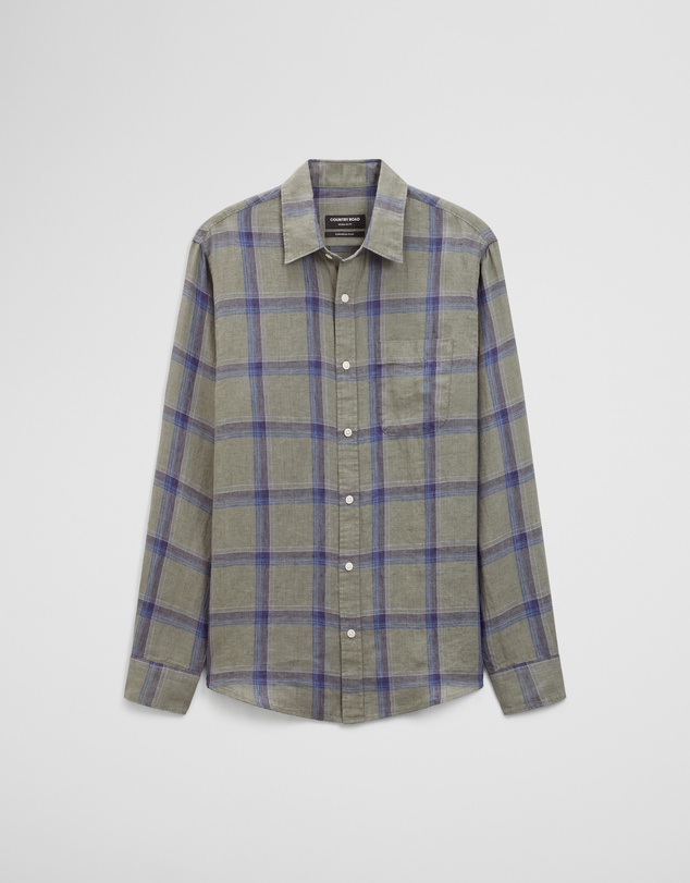 Country Road - Regular Fit Linen Windowpane Check Shirt