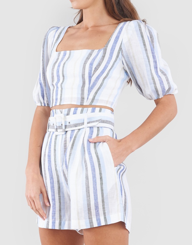 Amelius - Zanci Stripe Linen Crop Top