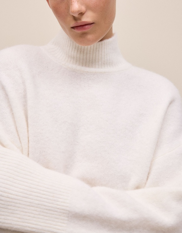 Trenery - Alpaca Merino Blend Relaxed Mock Neck in Marshmallow