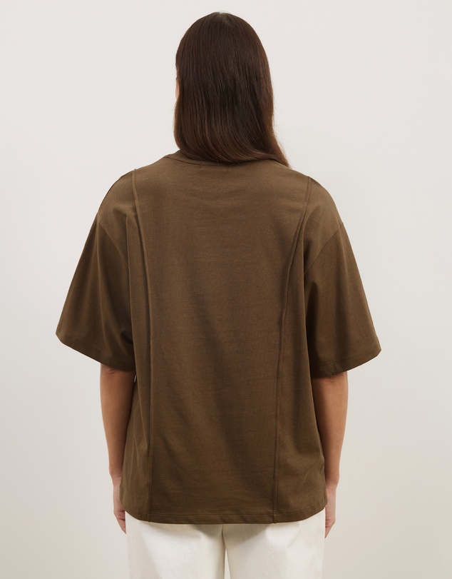Atmos&Here - Short Sleeve Cotton Seam Detail T-Shirt