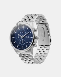 Jag - Albany Mens Blue Dial 45mm Silver Watch