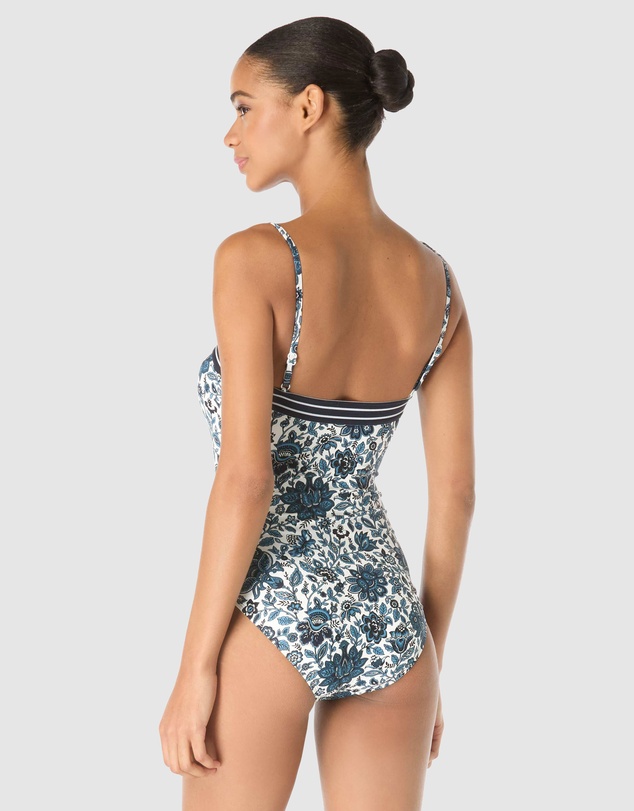 Michael Kors - Provincial Fleur Logo Elastic Underwired Bandeau Swimsuit