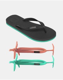 Boomerangz Footwear - Men's Black/Teal Thongs with arch support and 2 x interchangeable straps