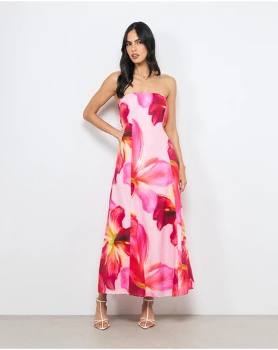 AERE - Valli Linen Strapless Maxi Dress
