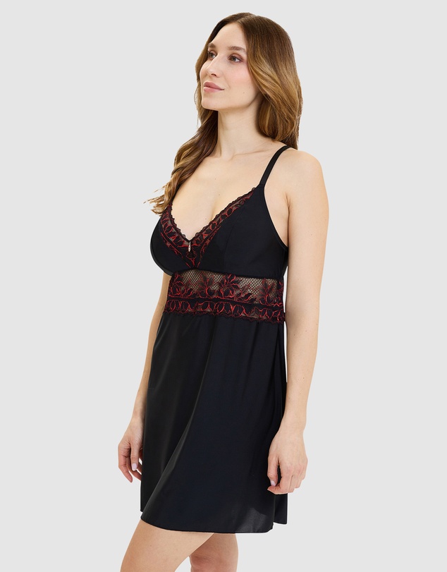 Sans Complexe - Mélodie Short Lace Trim Chemise Nightdress