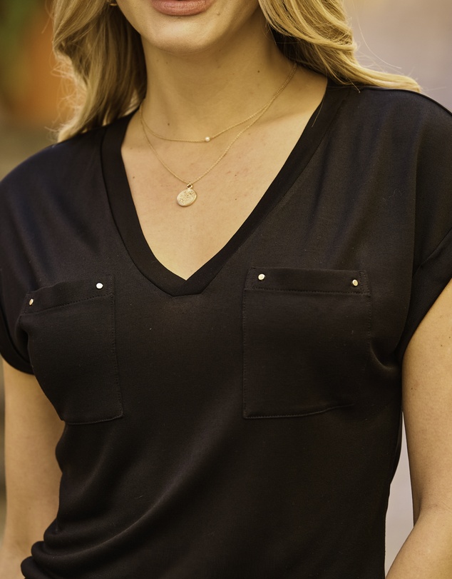 Sosandar - V Neck Utility T-Shirt