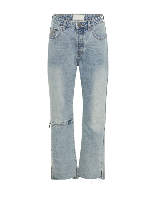 ONE TEASPOON - Fleetwood Zipped Hooligans Mid Waist Relaxed Cropped Jeans