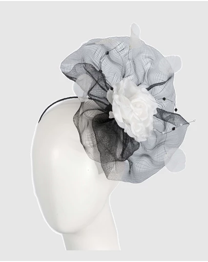 Max Alexander - Black White Racing Fascinator