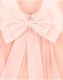 Bebe by Minihaha - Peach Spot Puff Sleeve Dress With Back Bow 3-10 Yrs