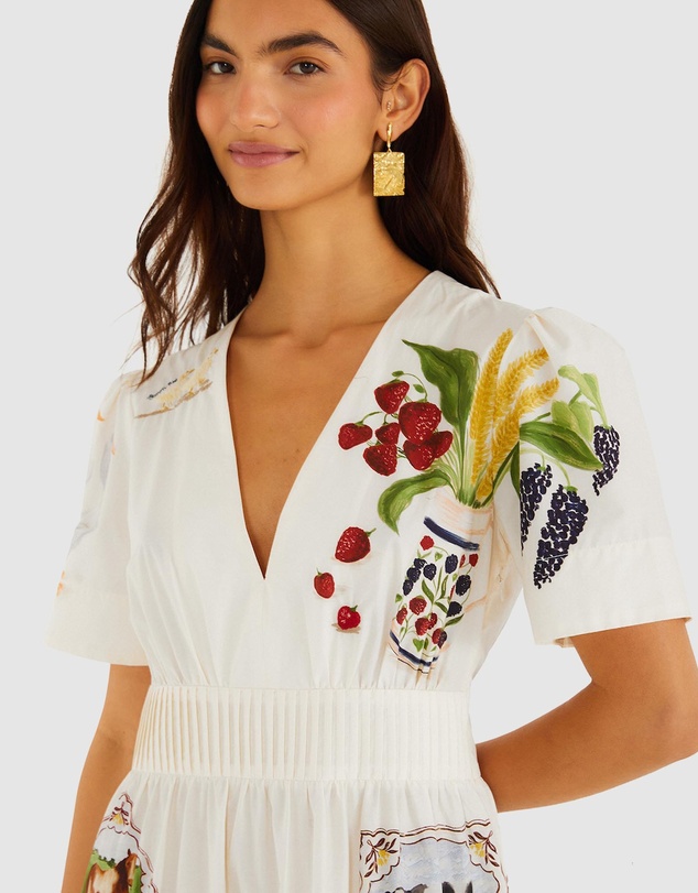 Farm Rio - Country Table Winter Short Sleeve Midi Dress