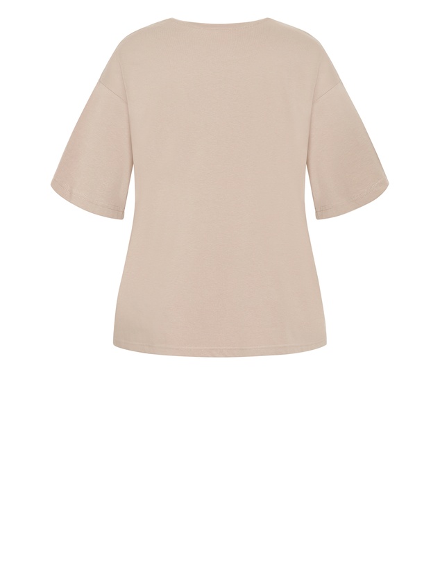 City Chic - Plus size Laid Back Cali Tee - stone