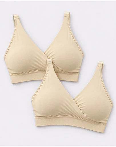 Ripe Maternity - Seamless Nursing Bralette Natural - 2 Pack