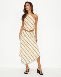 Dazie - Vacay Linen Blend Midi Skirt