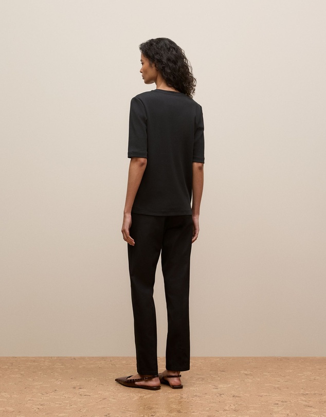Trenery - Australian Cotton Half Sleeve T-shirt in Black