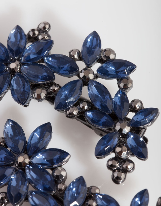 Lovisa - Gunmetal Mixed Crystal Floral Hair Clip
