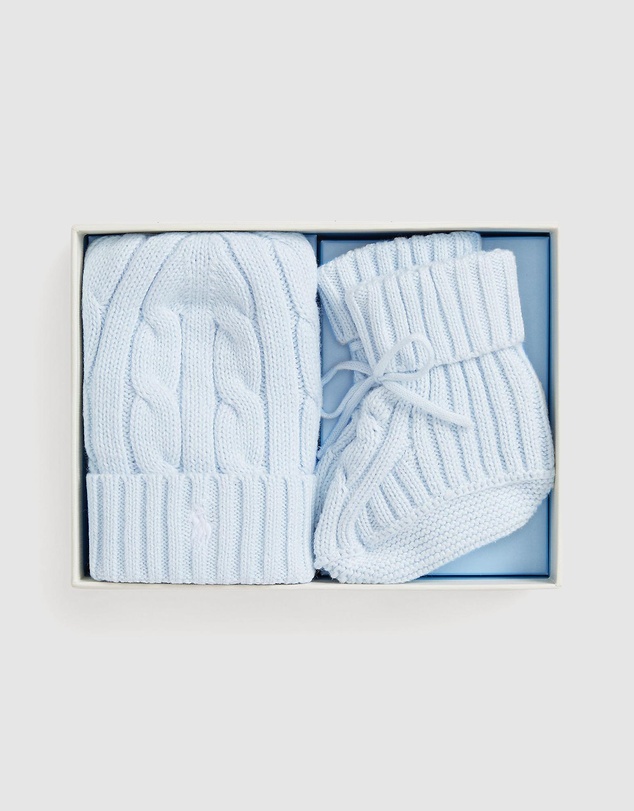 Polo Ralph Lauren - Cable-Knit Cotton Beanie & Bootie Set - Babies