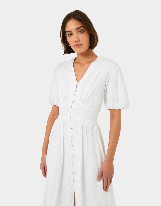 Forcast - Fernanda Linen Puff Sleeve Dress