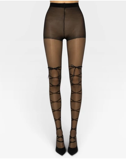 High Heel Jungle - Satin Bow Lace Up Tights