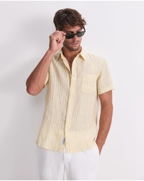Sportscraft - Stripe Short Sleeve Linen Shirt