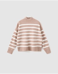 M.N.G - Oversized Striped High-Neck Jumper