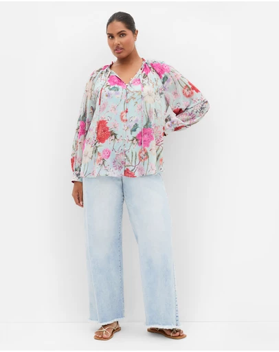 City Chic - Plus size SHIRT SIENNA PRT - Mint Botanique
