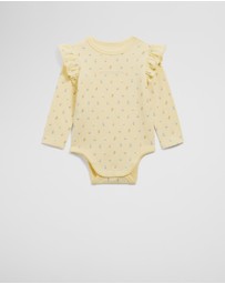 Country Road - Organically Grown Cotton Frill Long Sleeve Logo Bodysuit