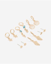 Lovisa - Gold Sea-Themed Hoop Earrings 6-Pack