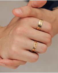 Kuzzoi - ICONIC EXCLUSIVE - Ring Men Casual Set in 925 Sterling Silver Gold Plated