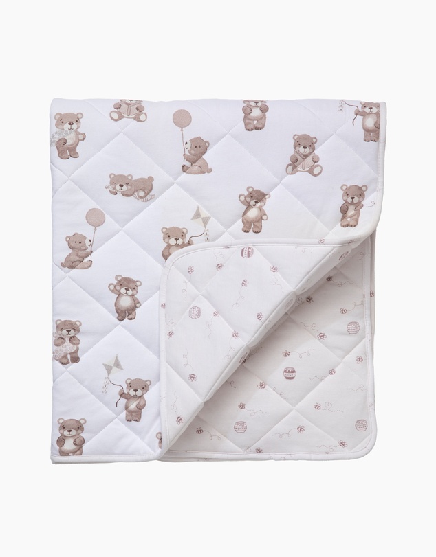 Living Textiles - Reversible Quilted Cot Comforter - Cuddly Bear