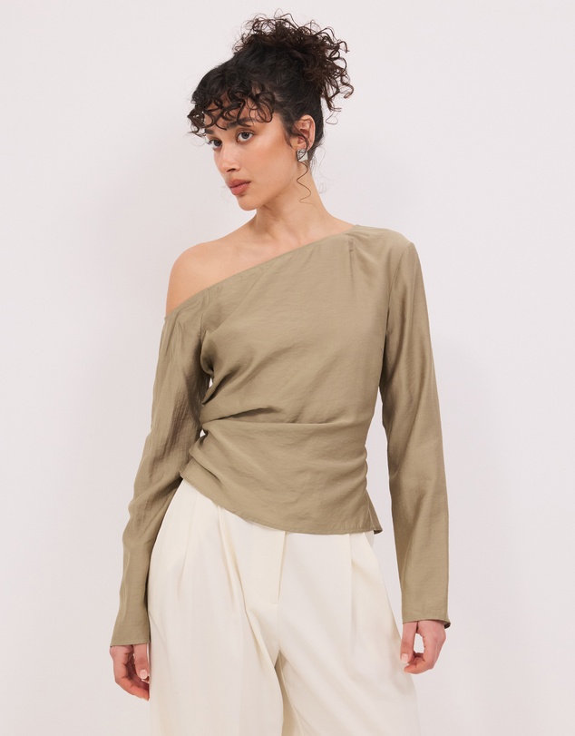Calli - Amara Ruched Sheer Long Sleeve Top