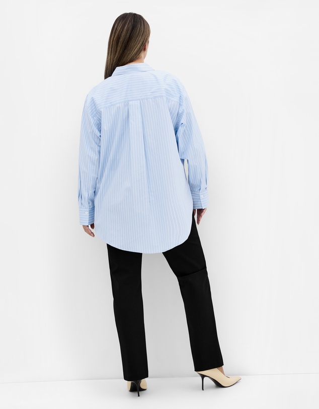 City Chic - Plus size Paige Stripe Cotton Shirt - blue