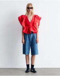 & Other Stories - Ruffle V-Neck Blouse