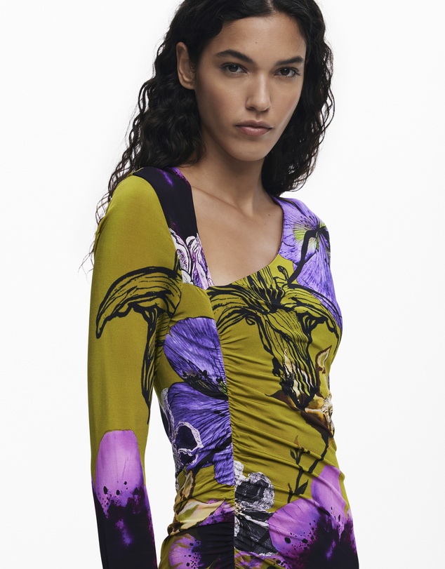 Desigual - Asymmetric neckline dress designed by Mr. Christian Lacroix