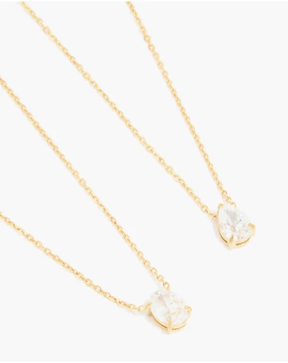 Lovisa - Waterproof Gold Plated Stainless Steel Cubic Zirconia Necklaces 2-Pack
