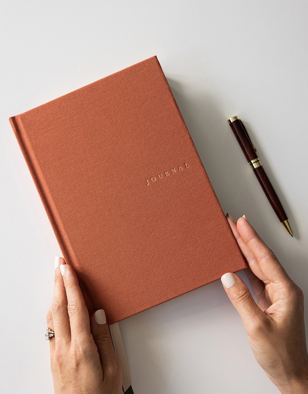 Bespoke Letterpress - Linen Bound Journal - Burnt Clay (Blank Journal)
