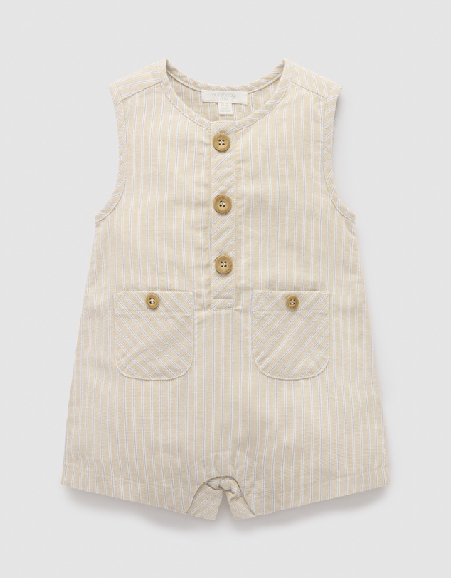 Purebaby - Linen Blend Romper -Kids-Babies