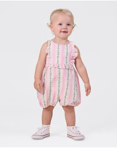 Goldie + Ace - Antique Stripe Strawberry Bubble Romper - Babies
