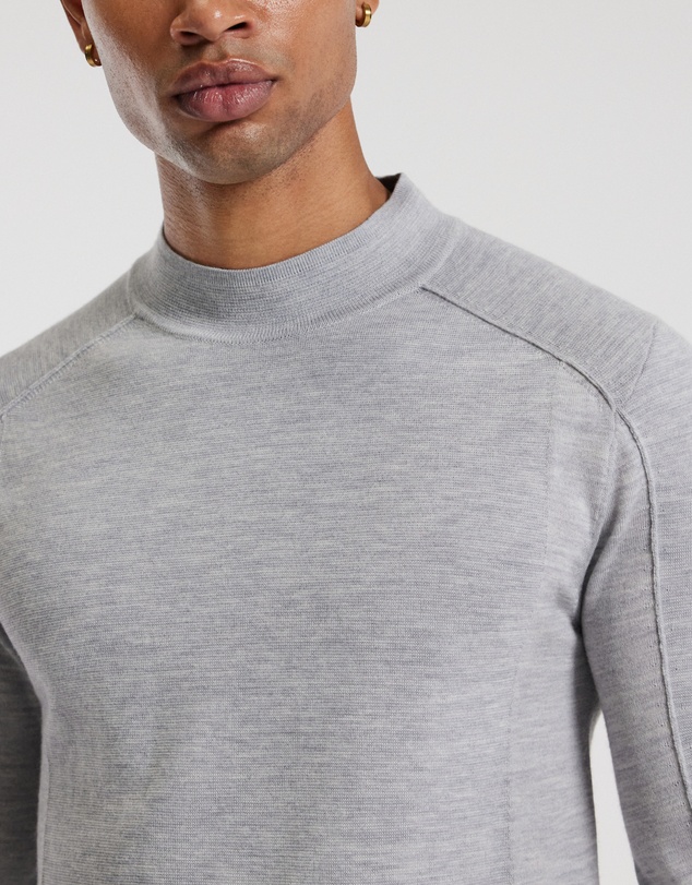 Calibre - Mock Neck Merino Sweater Silver Marle