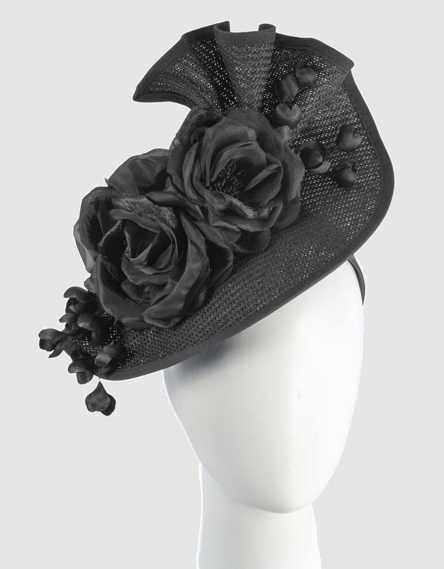 Fillies Collection - Bespoke Sculpted Black Racing Fascinator
