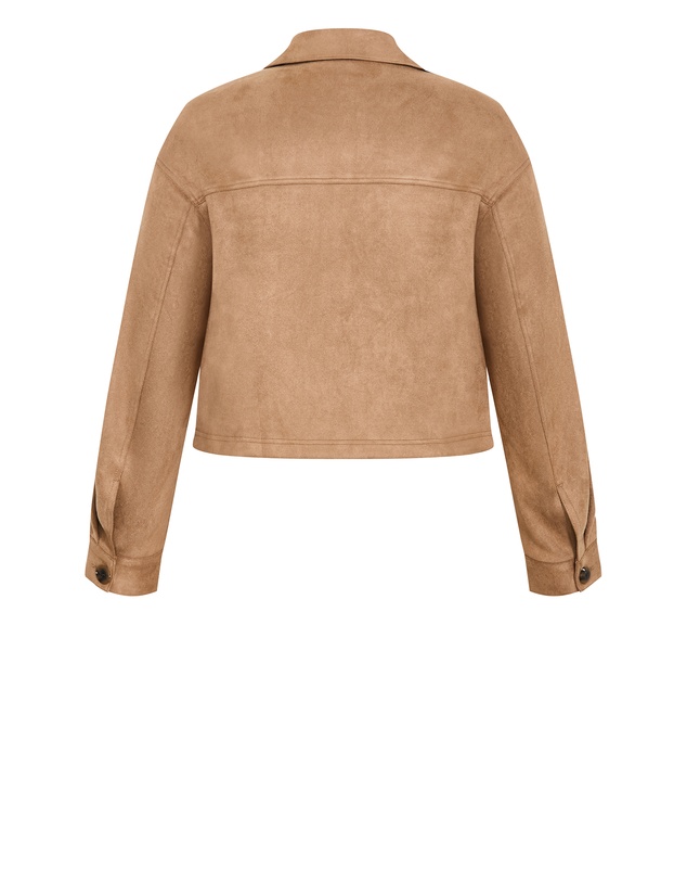 City Chic - Plus size Liza Lightweight Suedette Jacket - caramel