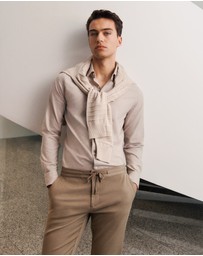 Trenery - Tailored Fit Puppytooth Check Shirt in Sand