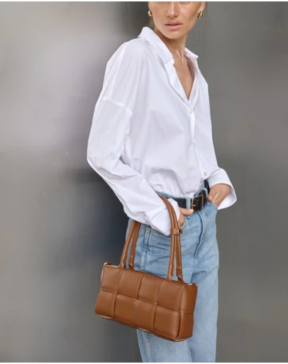 VESTIRSI - Margot Chestnut Woven Baguette