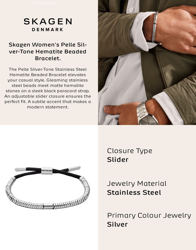 Skagen - Pelle Silver Tone Bracelet