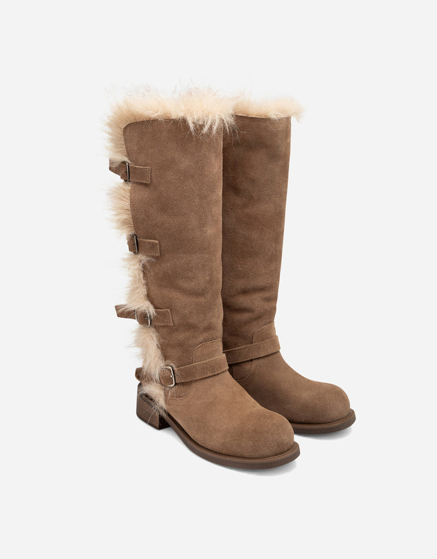 Ozwear Connection Uggs - UGG Fur Trim Buckle Long Boot