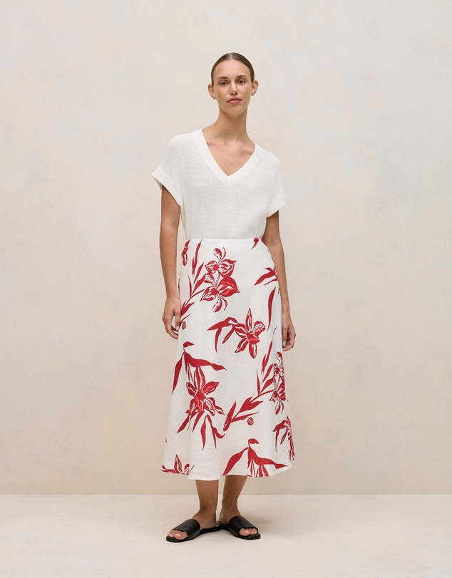 Trenery - Mercerised Cotton Relaxed V Neck Knit in White