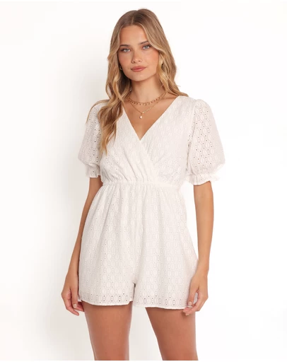 Petal & Pup - Charlsie Puff Sleeve Playsuit - White