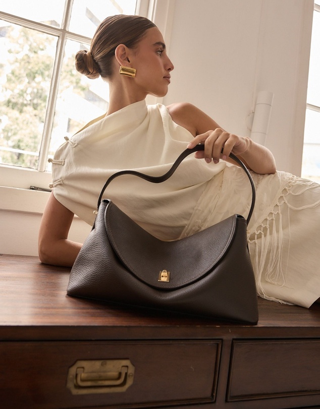 VESTIRSI - Sloane Large Dark Chocolate Leather Top Handle Crossbody